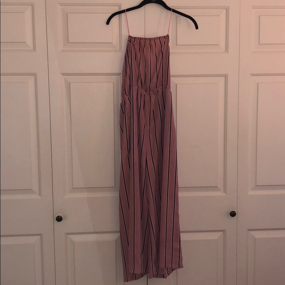 Pink striped jumpsuit